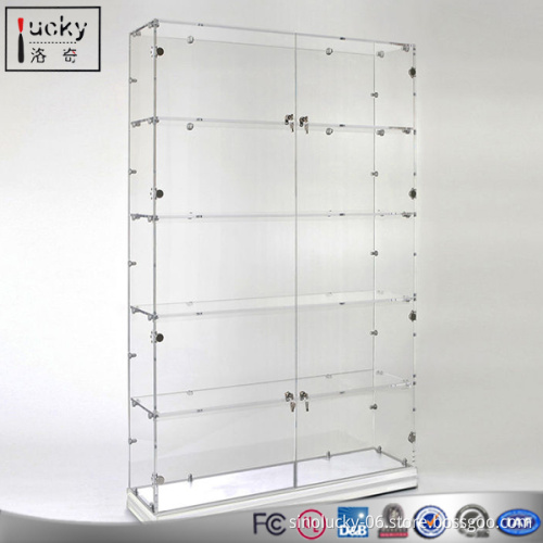 Acrylic led display cabinet with full vision exhibition showcase custom plexiglass display shelf/rack /stand